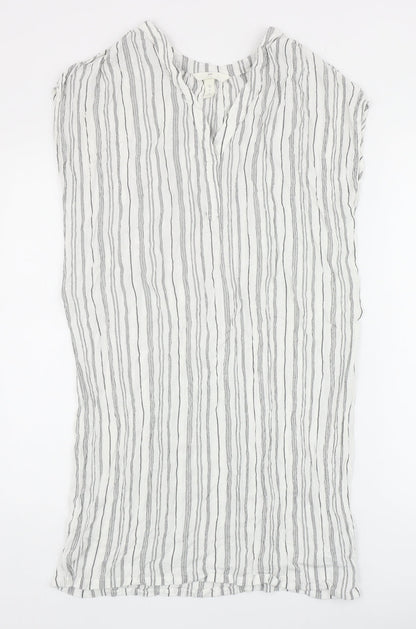 H&M Womens Ivory Striped Viscose A-Line Size 12 V-Neck Pullover