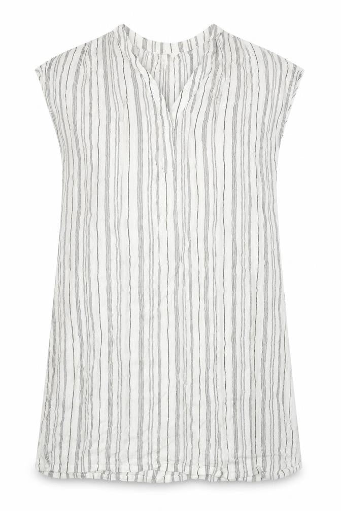 H&M Womens Ivory Striped Viscose A-Line Size 12 V-Neck Pullover