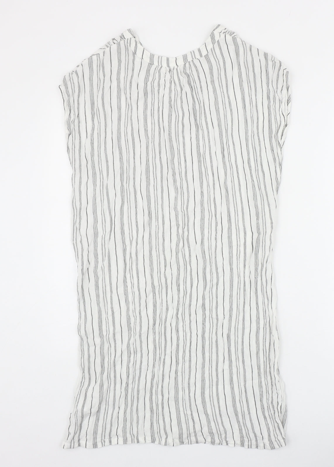 H&M Womens Ivory Striped Viscose A-Line Size 12 V-Neck Pullover