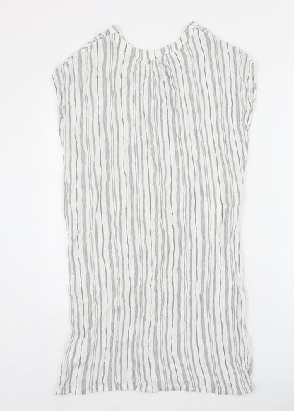 H&M Womens Ivory Striped Viscose A-Line Size 12 V-Neck Pullover