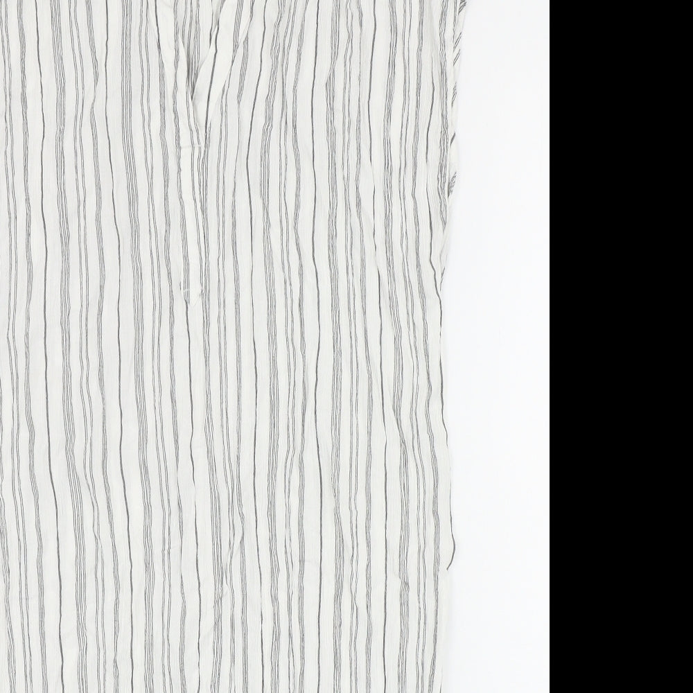 H&M Womens Ivory Striped Viscose A-Line Size 12 V-Neck Pullover