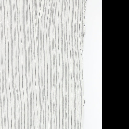 H&M Womens Ivory Striped Viscose A-Line Size 12 V-Neck Pullover