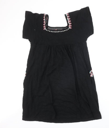 Staring at Stars Womens Black Geometric Cotton A-Line Size XS Square Neck Pullover