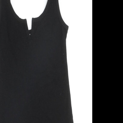 Topshop Womens Black Polyester Tank Dress Size 8 V-Neck Pullover