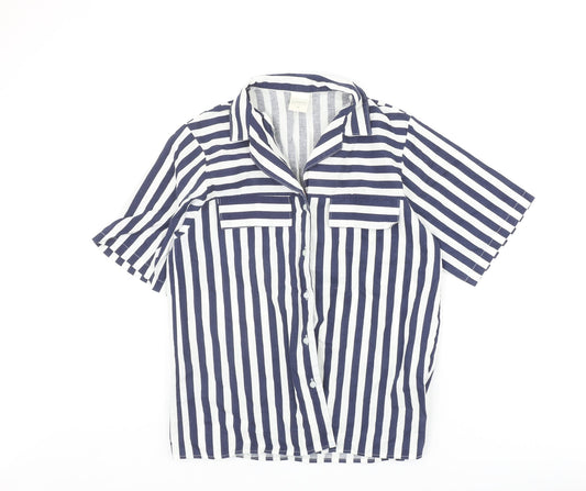 Womens UK Size 12 Canada Blue Basic Button-Up