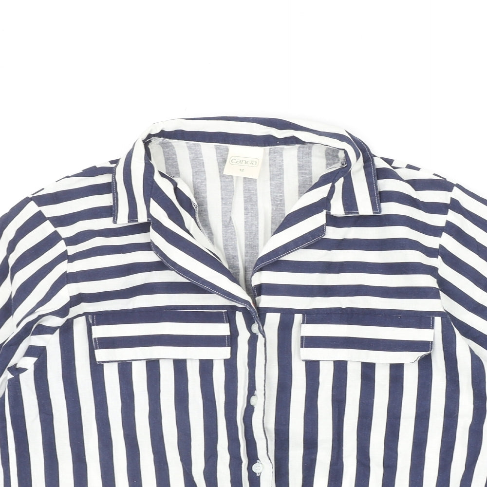 Womens UK Size 12 Canada Blue Basic Button-Up