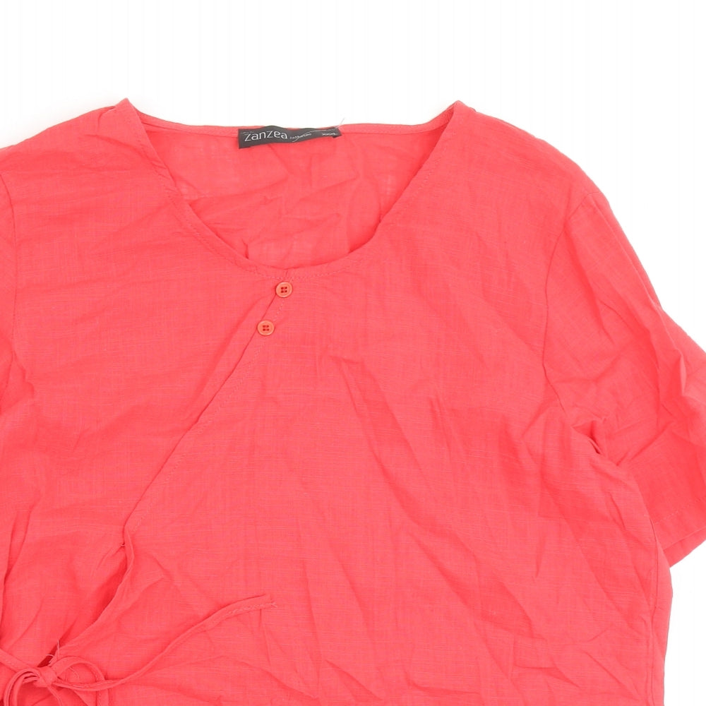 Womens UK Size 3XL Zanzea Red Basic Blouse