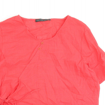 Womens UK Size 3XL Zanzea Red Basic Blouse