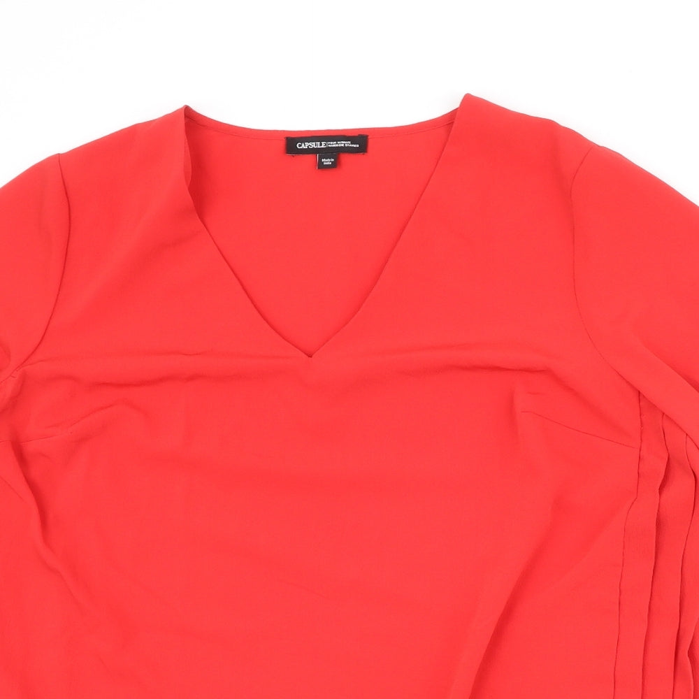 Womens UK Size 16 Capsule Red Basic T-Shirt