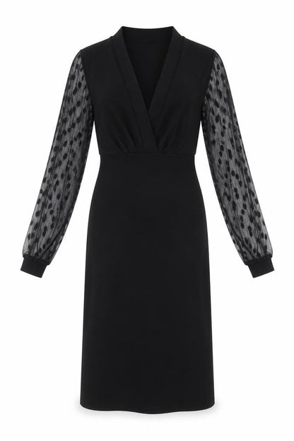 Boohoo Womens Black Polka Dot Polyester A-Line Size 8 V-Neck Pullover