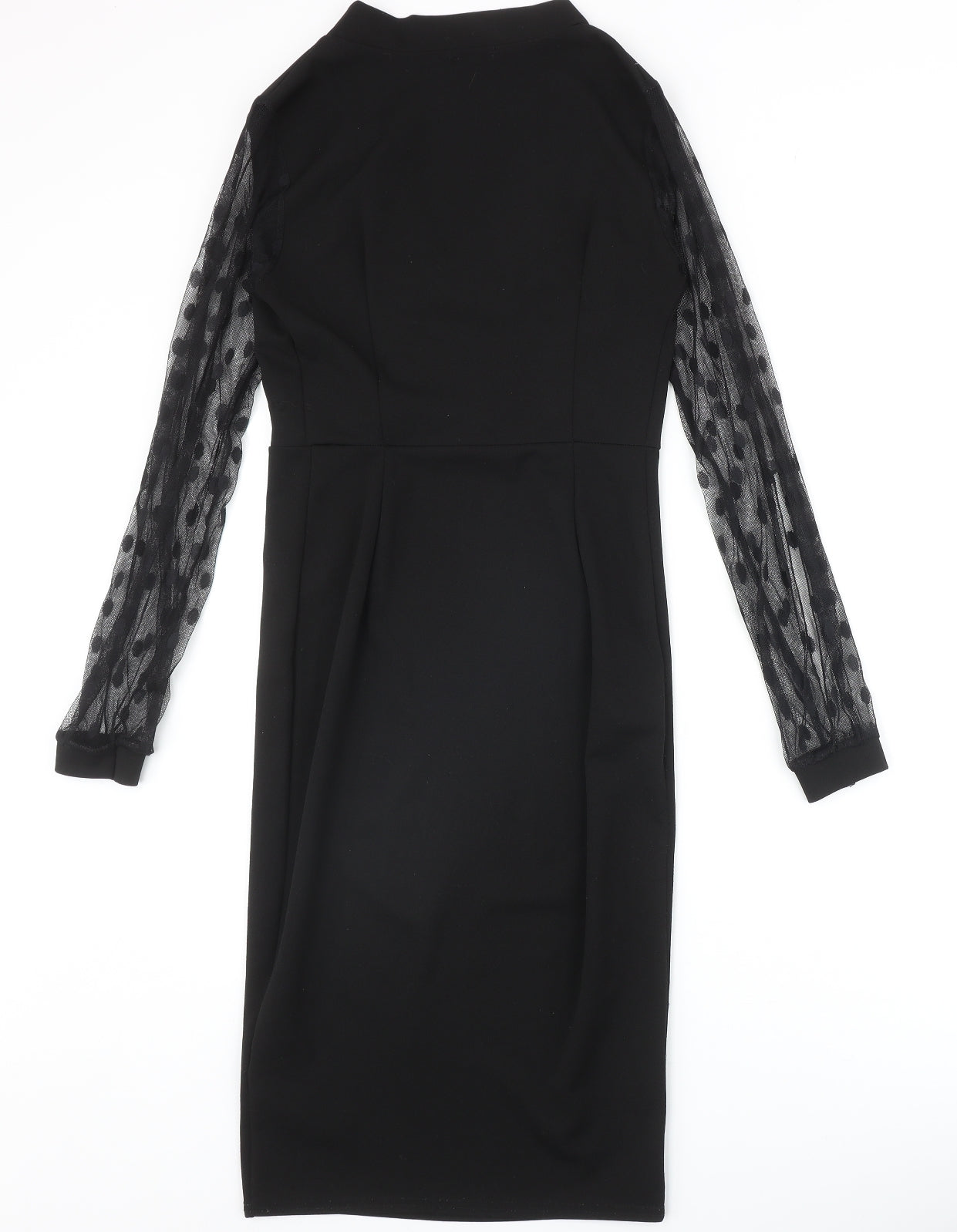 Boohoo Womens Black Polka Dot Polyester A-Line Size 8 V-Neck Pullover