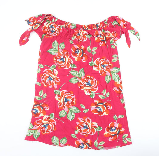 Papaya Womens Pink Floral Polyester A-Line Size 12 Off the Shoulder Pullover