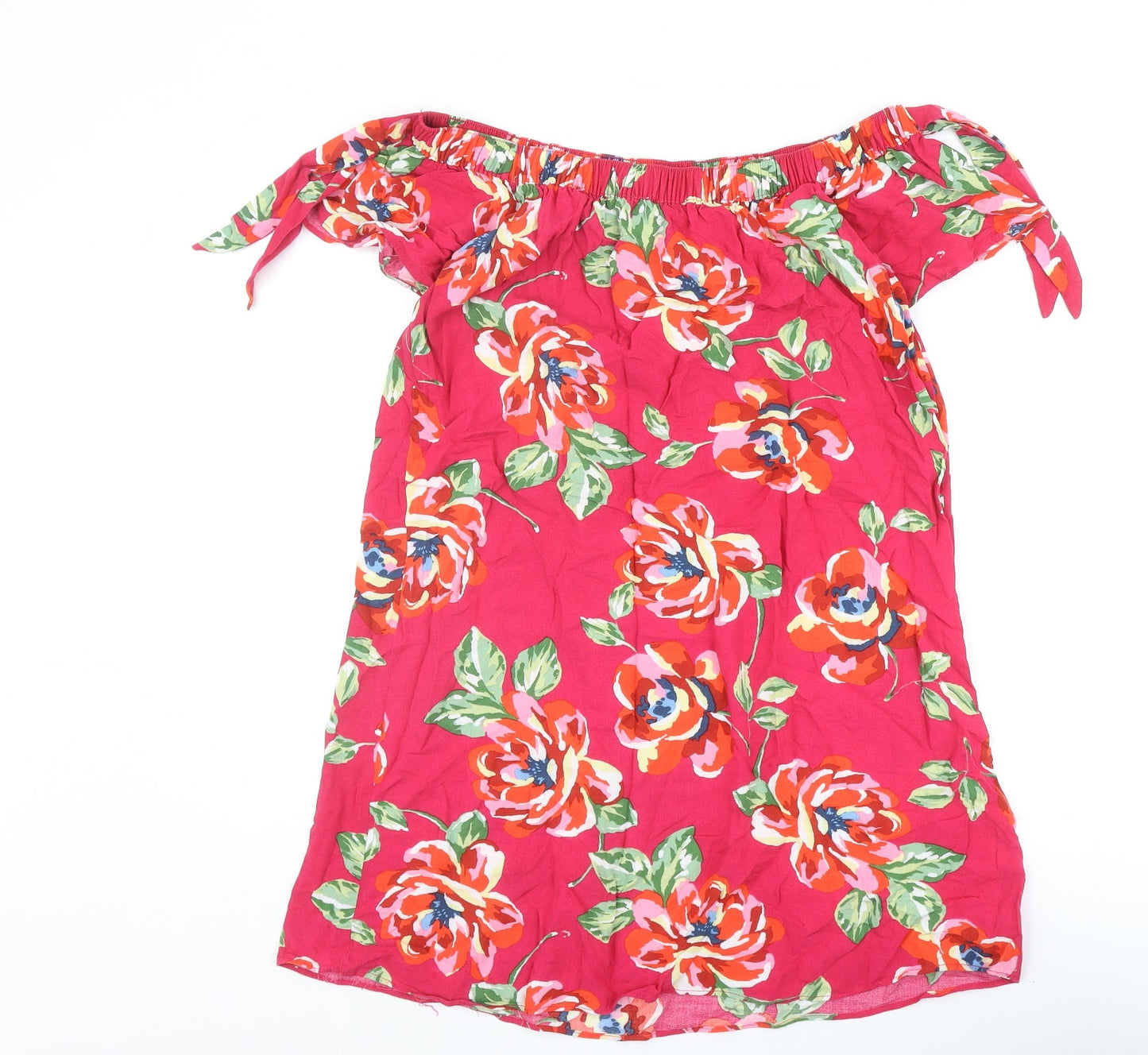 Papaya Womens Pink Floral Polyester A-Line Size 12 Off the Shoulder Pullover