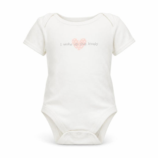 George Girls White 100% Cotton Babygrow One-Piece Size 6-9 Months Snap - Heart and Slogan