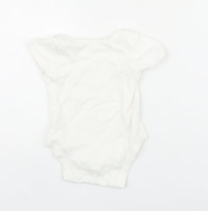 George Girls White 100% Cotton Babygrow One-Piece Size 6-9 Months Snap - Heart and Slogan