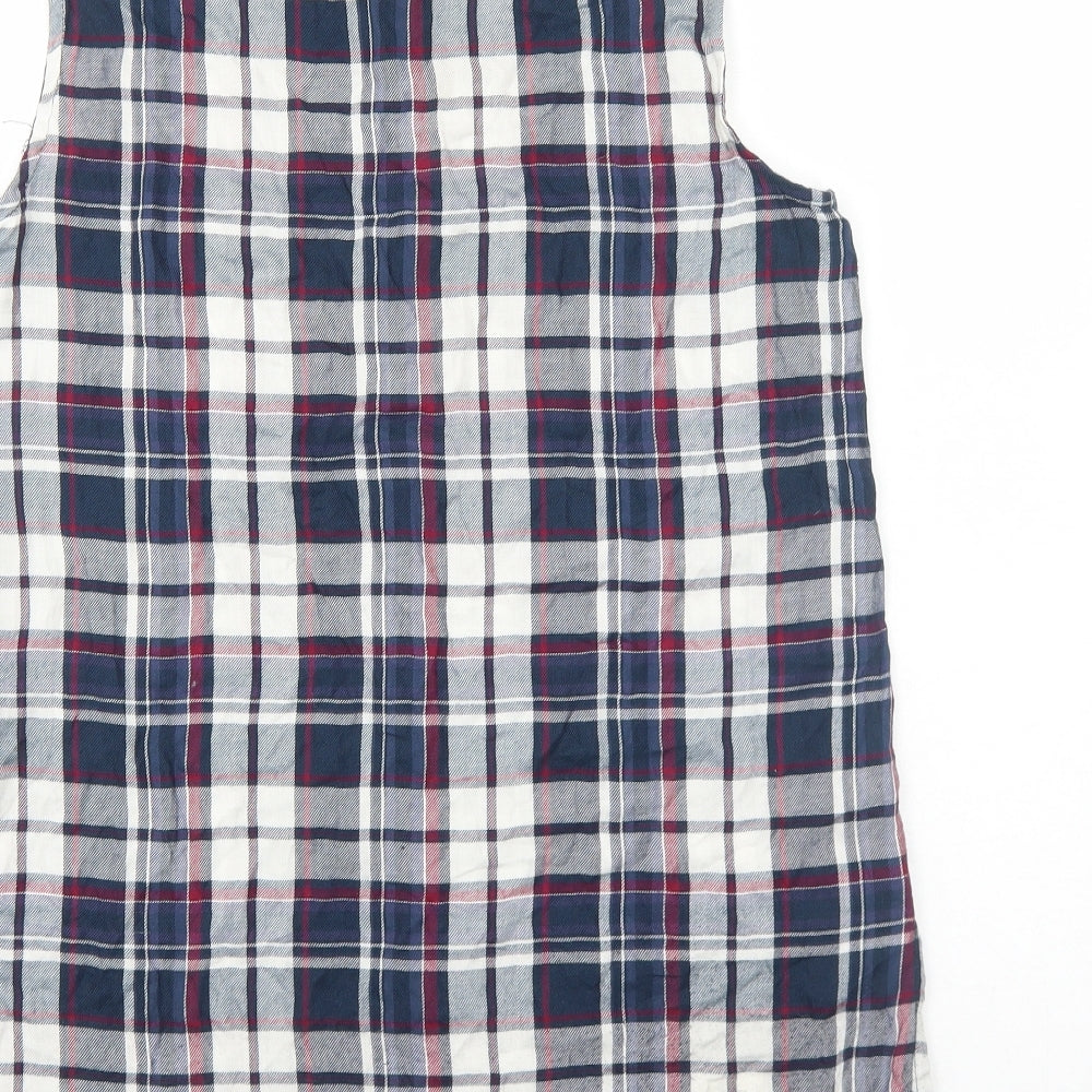 Primark Womens Blue Plaid Viscose Basic Button-Up Size 12 Collared