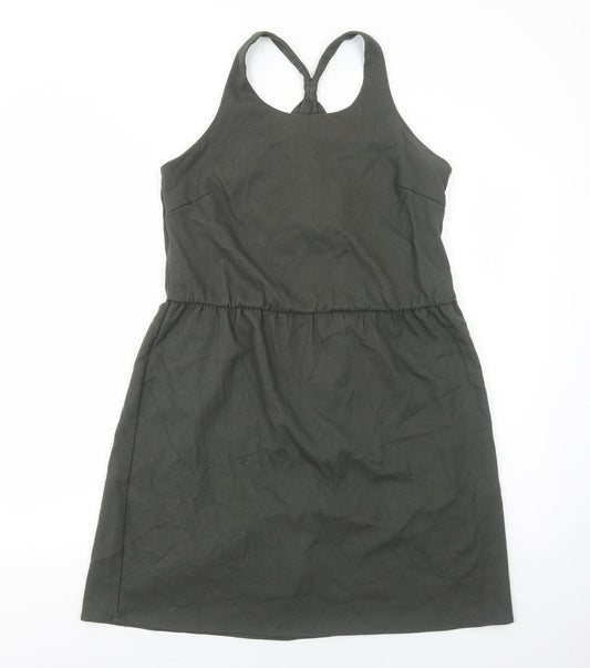 Etam Womens Green Polyester Tank Dress Size L Round Neck Pullover