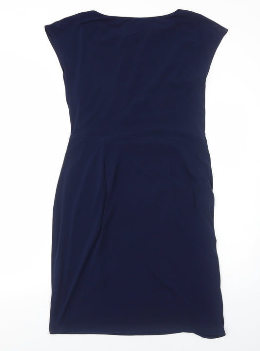 Marks and Spencer Womens Blue Polyester A-Line Size 14 Round Neck Pullover