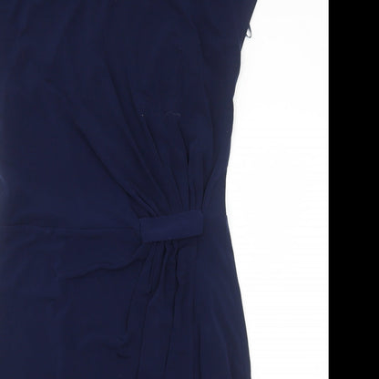 Marks and Spencer Womens Blue Polyester A-Line Size 14 Round Neck Pullover