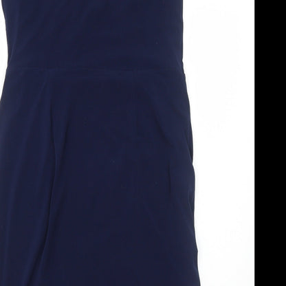 Marks and Spencer Womens Blue Polyester A-Line Size 14 Round Neck Pullover