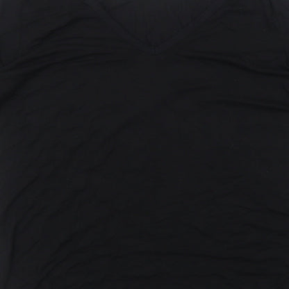 F&F Womens Black Viscose Basic Blouse Size 10 Round Neck