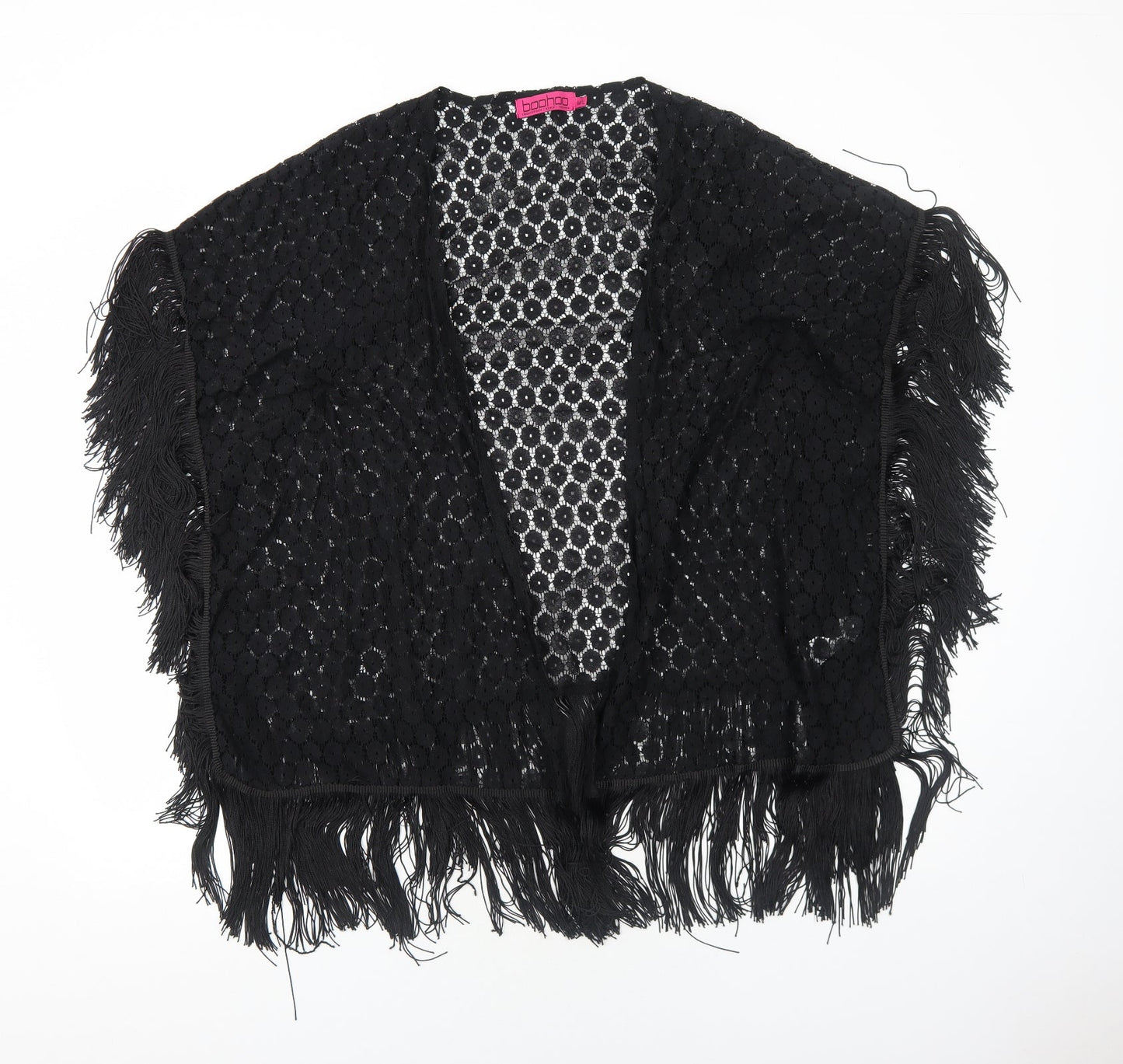 Boohoo Womens Black Polyester Kimono T-Shirt Size M V-Neck - Size M/L