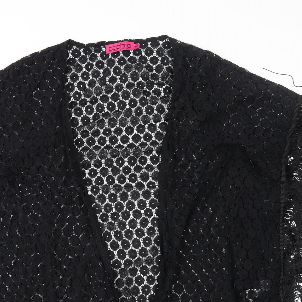 Boohoo Womens Black Polyester Kimono T-Shirt Size M V-Neck - Size M/L