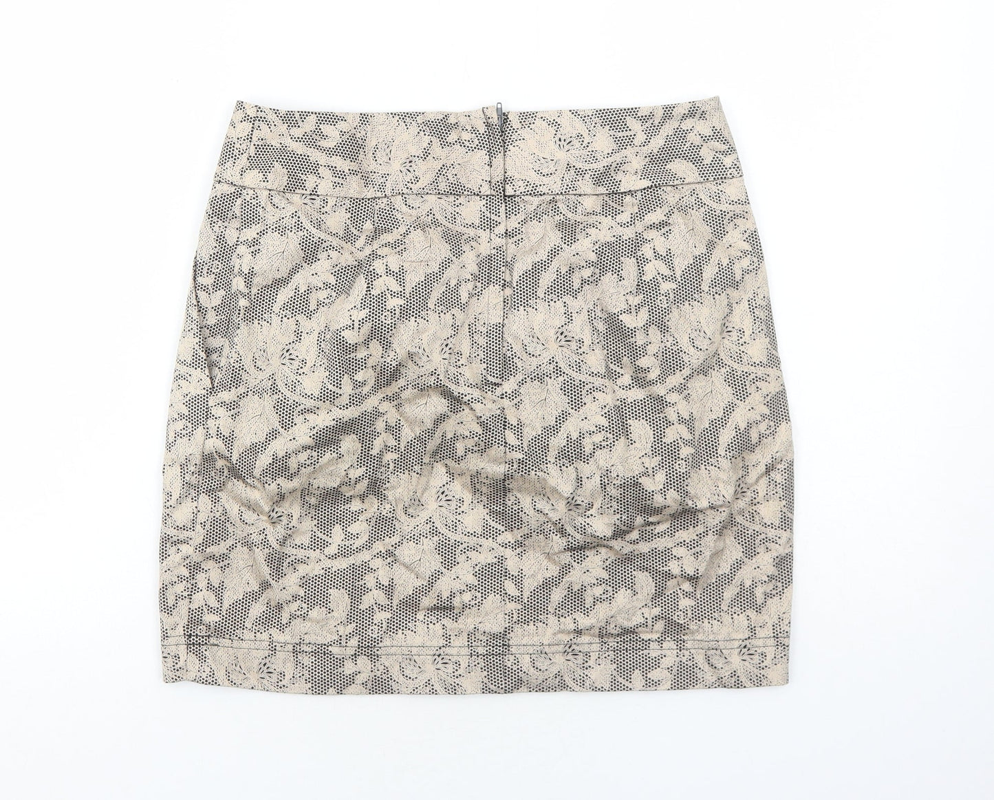 JSFN Womens Brown Floral Cotton A-Line Skirt Size 10 Zip