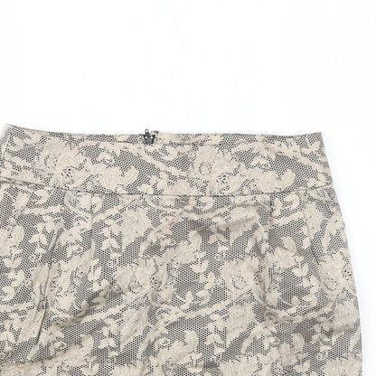 JSFN Womens Brown Floral Cotton A-Line Skirt Size 10 Zip