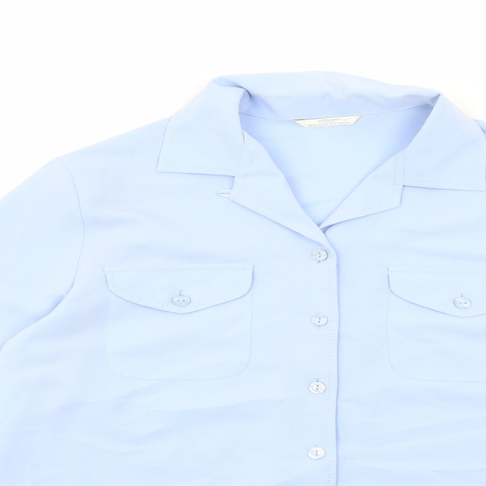 Womens UK Size 12 Marks and Spencer Blue Basic Button-Up