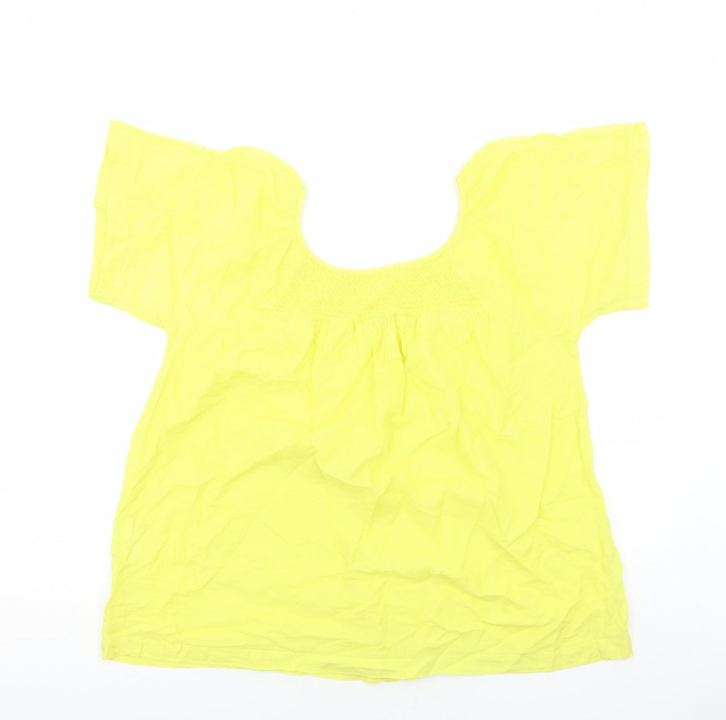 Womens UK Size L Preworn Yellow Basic Blouse