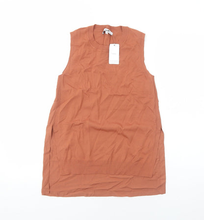 NEXT Womens Orange Viscose Basic Tank Size S Scoop Neck