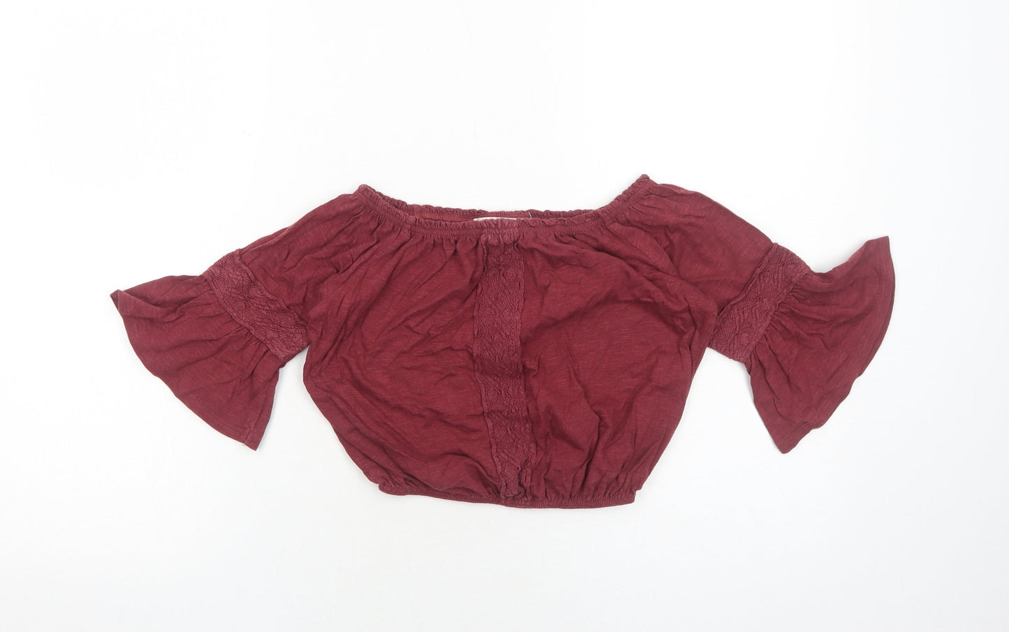 Miss Selfridge Womens Red Viscose Cropped Blouse Size 6 Boat Neck