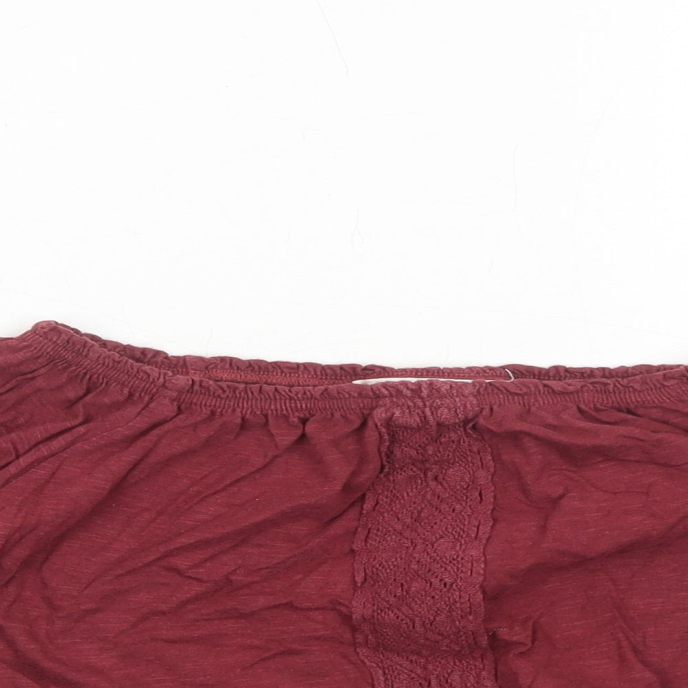 Miss Selfridge Womens Red Viscose Cropped Blouse Size 6 Boat Neck