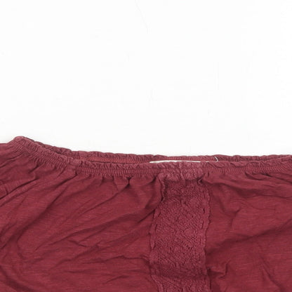 Miss Selfridge Womens Red Viscose Cropped Blouse Size 6 Boat Neck