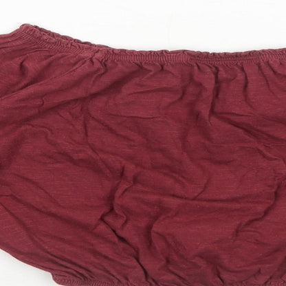 Miss Selfridge Womens Red Viscose Cropped Blouse Size 6 Boat Neck