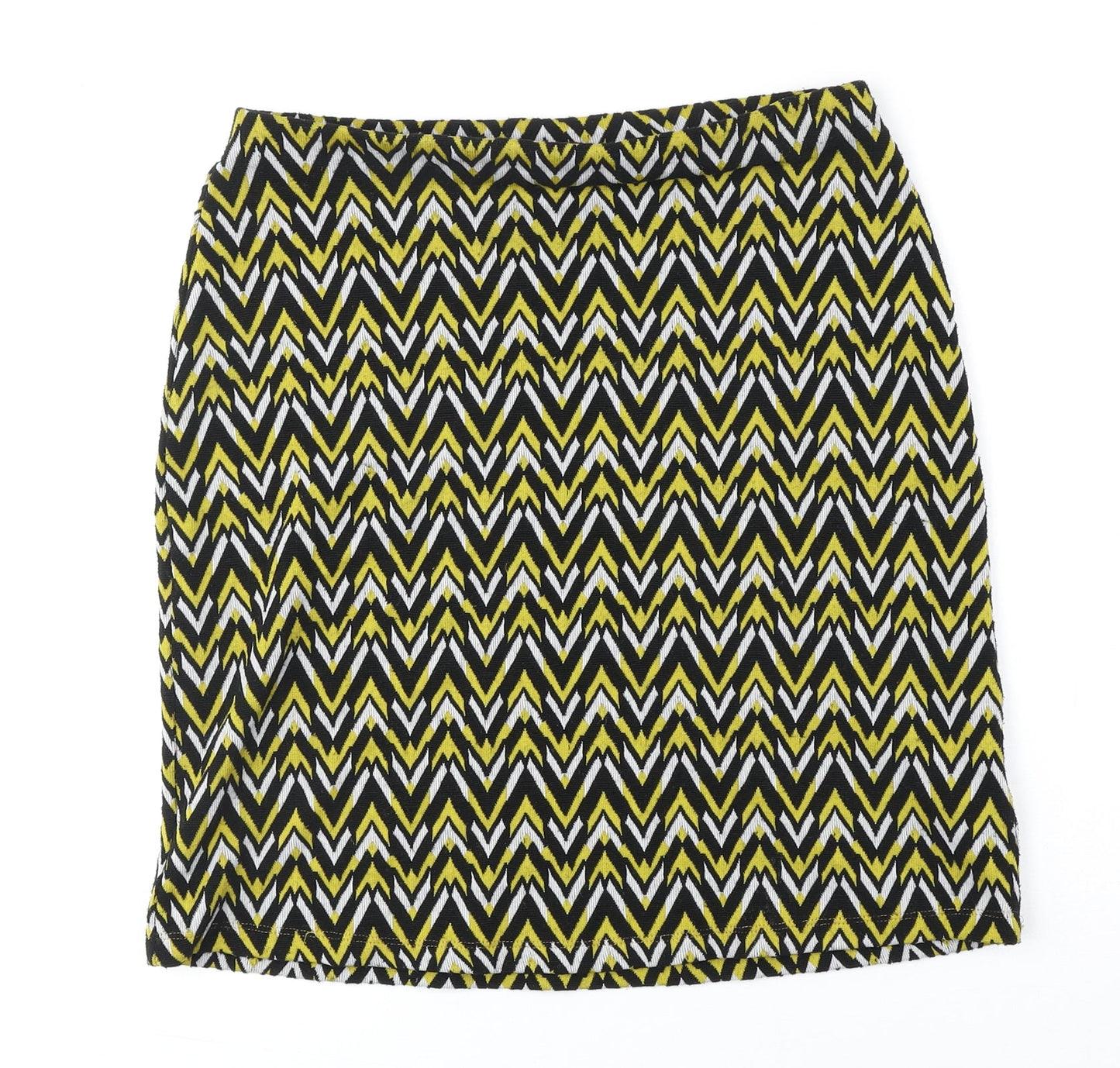 Marks and Spencer Womens Black Geometric Polyester A-Line Skirt Size 10