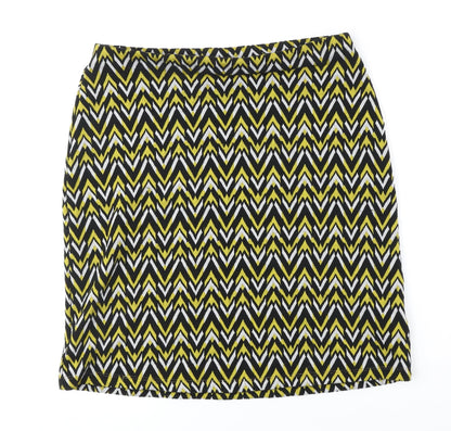 Marks and Spencer Womens Black Geometric Polyester A-Line Skirt Size 10