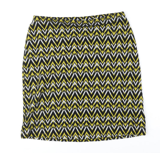 Marks and Spencer Womens Black Geometric Polyester A-Line Skirt Size 10