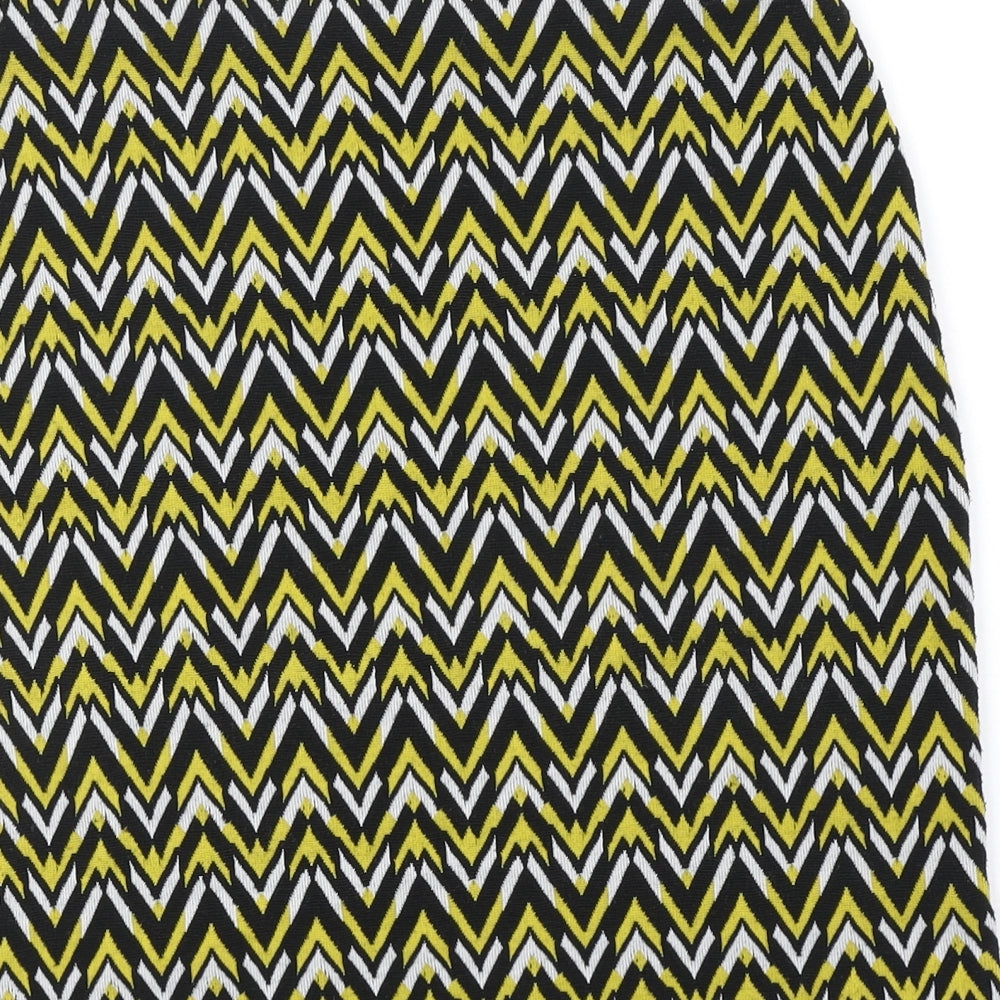 Marks and Spencer Womens Black Geometric Polyester A-Line Skirt Size 10