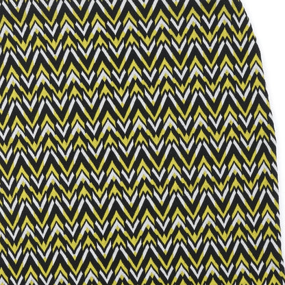 Marks and Spencer Womens Black Geometric Polyester A-Line Skirt Size 10