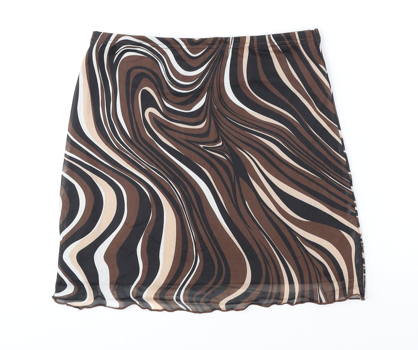 SheIn Womens Brown Geometric Polyester A-Line Skirt Size S