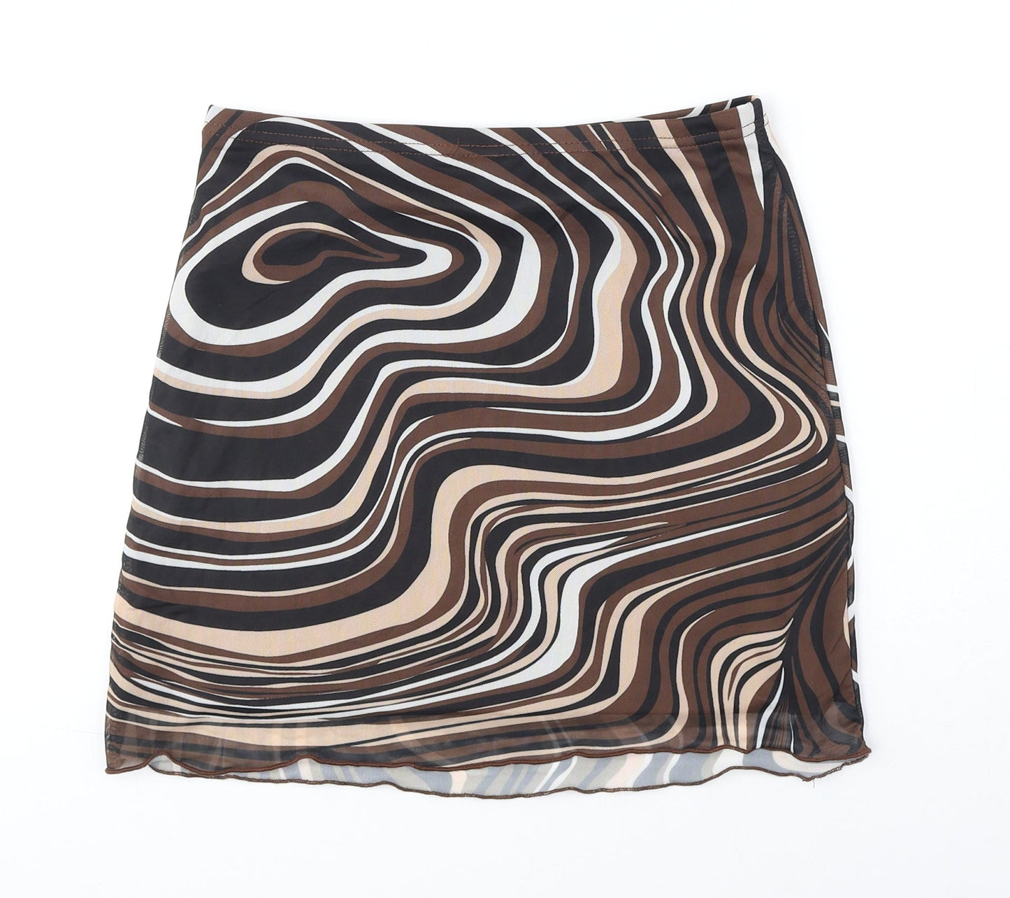 SheIn Womens Brown Geometric Polyester A-Line Skirt Size S