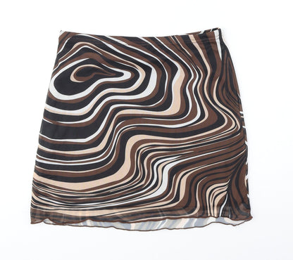 SheIn Womens Brown Geometric Polyester A-Line Skirt Size S