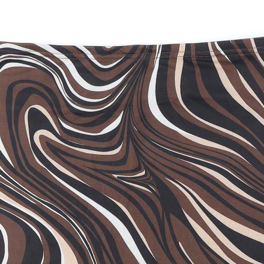 SheIn Womens Brown Geometric Polyester A-Line Skirt Size S