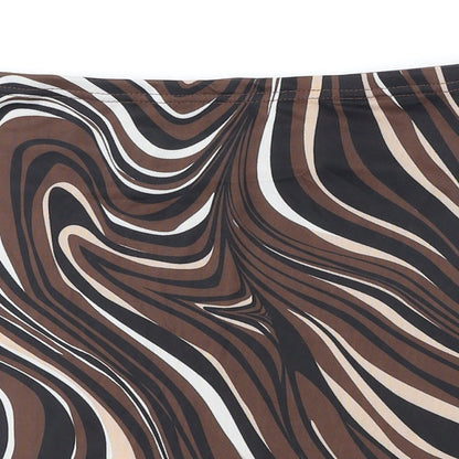 SheIn Womens Brown Geometric Polyester A-Line Skirt Size S
