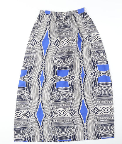 Atmosphere Womens Blue Geometric Polyester Maxi Skirt Size 6