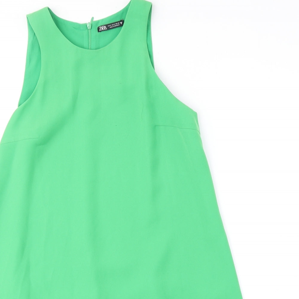 Zara Womens Green Polyester Playsuit One-Piece Size S Zip - Dress Overlay