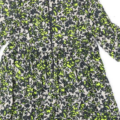 ASOS Womens Green Geometric Viscose A-Line Size 10 Round Neck Zip