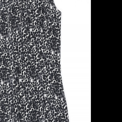 H&M Womens Black Geometric Polyester A-Line Size 8 Round Neck Zip